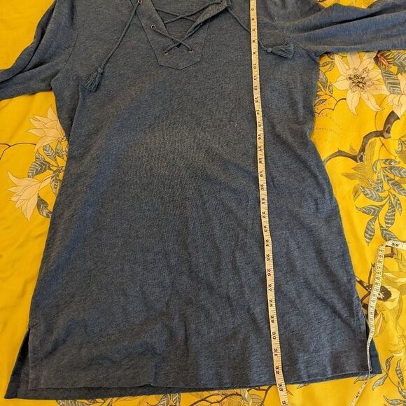 Boden Blue Lace Up V Neck Long Sleeve Tunic Sz 12 Euc - Picture 6 of 6